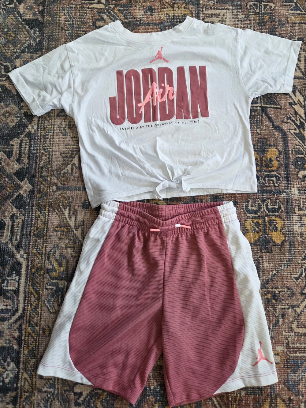 Jordan Greatness Tee With Matching Shorts, In Desert Rose